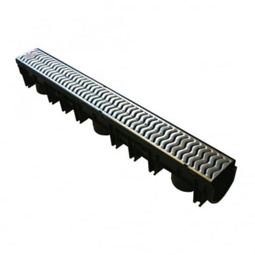 1m Plastic Channel Drain with Galvanised Steel Grating