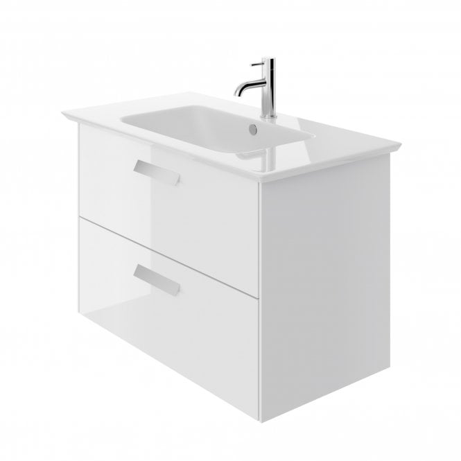 Beatsons Architect 880mm Wall Mounted 2 Drawer Unit with Ceramic Basin (Handles Sold Seperately)