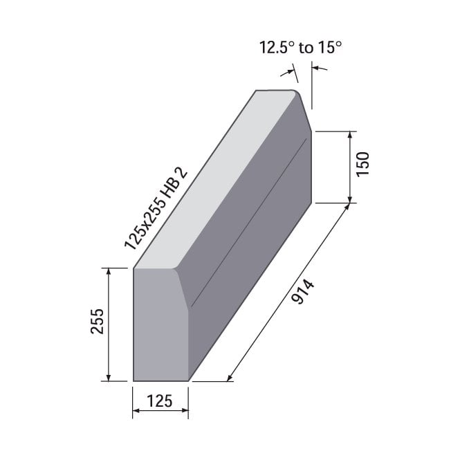 Beatsons Half Battered Straight Kerb 915 x 125 x 255mm (L x D x H)