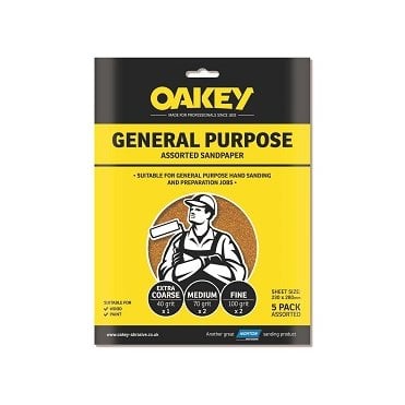Oakey General Purpose Assorted Sandpaper (5 Pack)