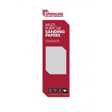 Speedline 100 Grit Multi Purpose Sanding Papers (25 Sheets)