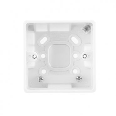 White Round Moulded Pattress Surface Box 1G 45mm