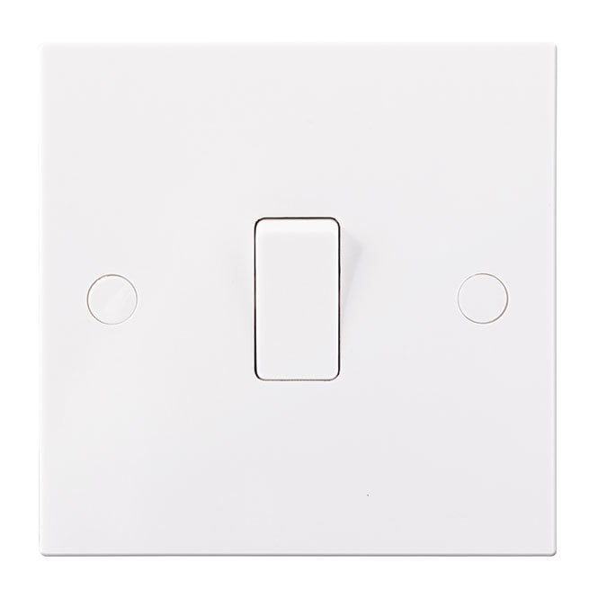 BG Electrical White Square Moulded 10A 1G 1 Way Switch