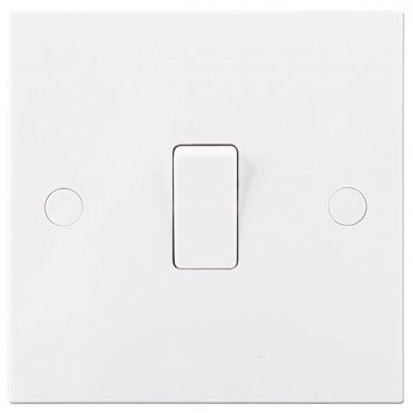 White Square Moulded 10A 1G 1 Way Switch