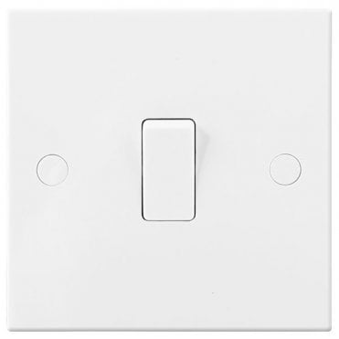 White Square Moulded 10A 1G 2 Way Light Switch