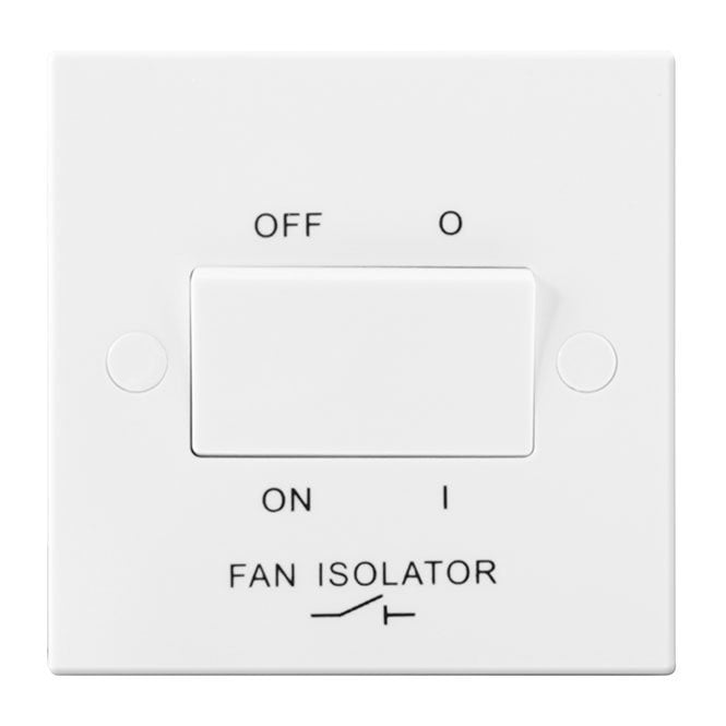 BG Electrical White Square Moulded 10A Triple Pole Fan Isolator Switch