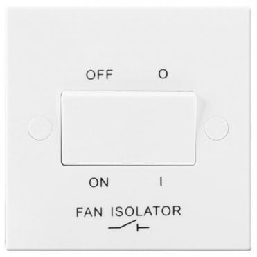 White Square Moulded 10A Triple Pole Fan Isolator Switch