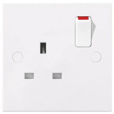 White Square Moulded 13A 1G Socket