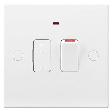 White Square Moulded 13A Fused Connection Unit w/ Power LED Indicator