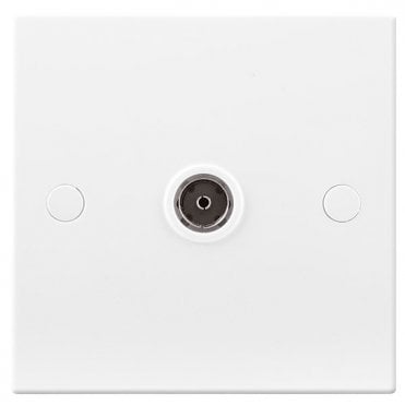 White Square Moulded 1G Co-Axial Socket