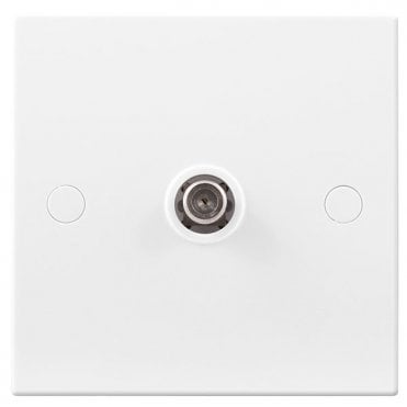 White Square Moulded 1G Satellite Socket