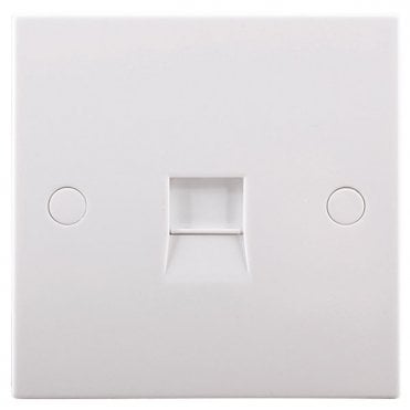 White Square Moulded 1G Telephone Socket Master