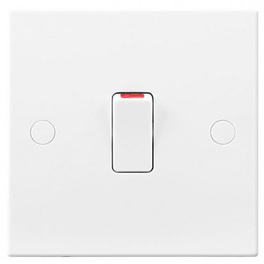 White Square Moulded 20A Double Pole Switch