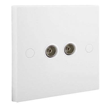 White Square Moulded 2G Co-Axial Socket