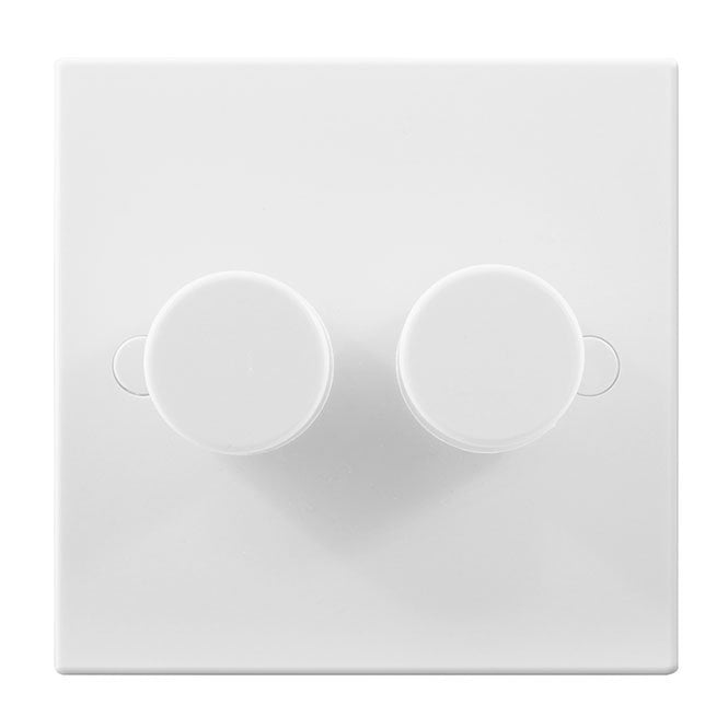 BG Electrical White Square Moulded 400W 2G 2 Way Dimmer Switch