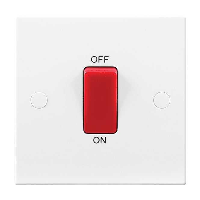 BG Electrical White Square Moulded 45A 1G Single Plate