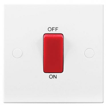 White Square Moulded 45A 1G Single Plate