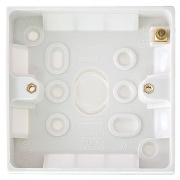 White Square Moulded Pattress Surface Box 1G 19mm