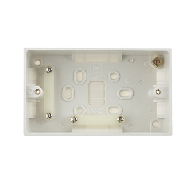 BG Electrical White Square Moulded Pattress Surface Box 2G 45mm