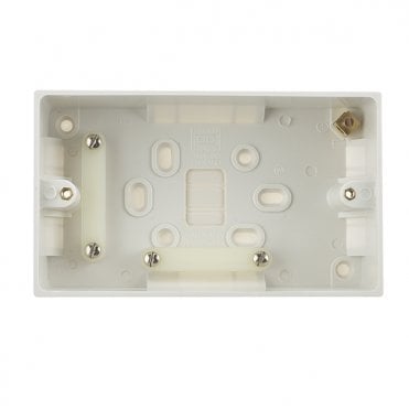 White Square Moulded Pattress Surface Box 2G 45mm