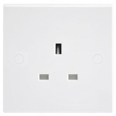 White Square Moulded Unswitched 13A 1G Power Socket