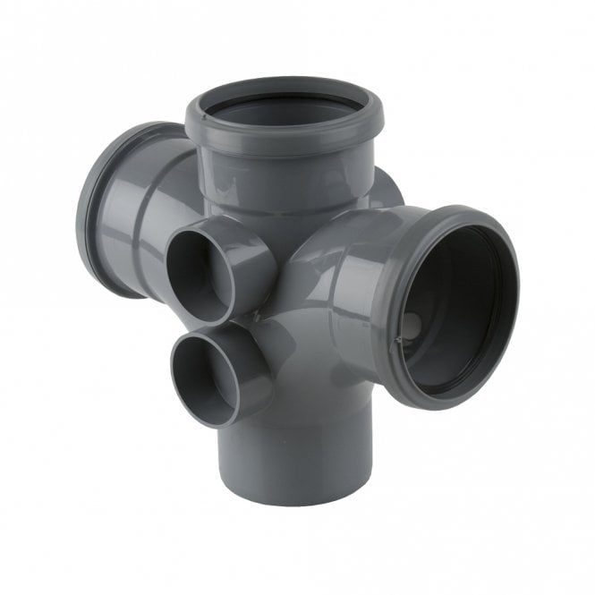 Brett Martin 110mm Push-Fit Soil 92.5º Triple Socket Double Branch