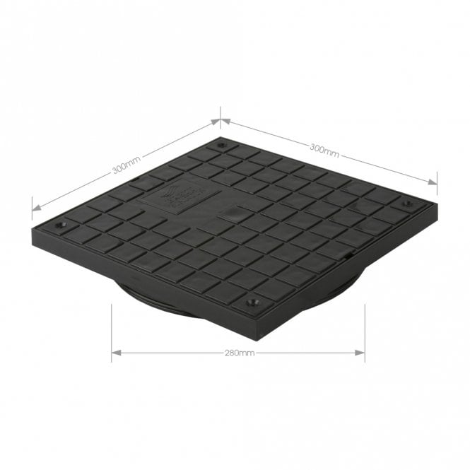 Brett Martin 280mm Diameter Shallow Access Chamber Square Double Seal Lid (lid 300x300)