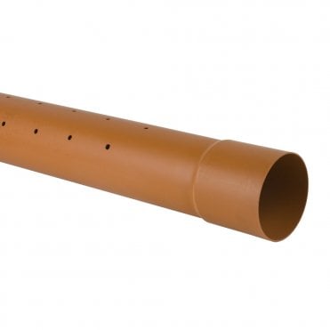 Brett Martin 160mm Perforated Pipe 6m (B6023) | Terracotta Underground Drain