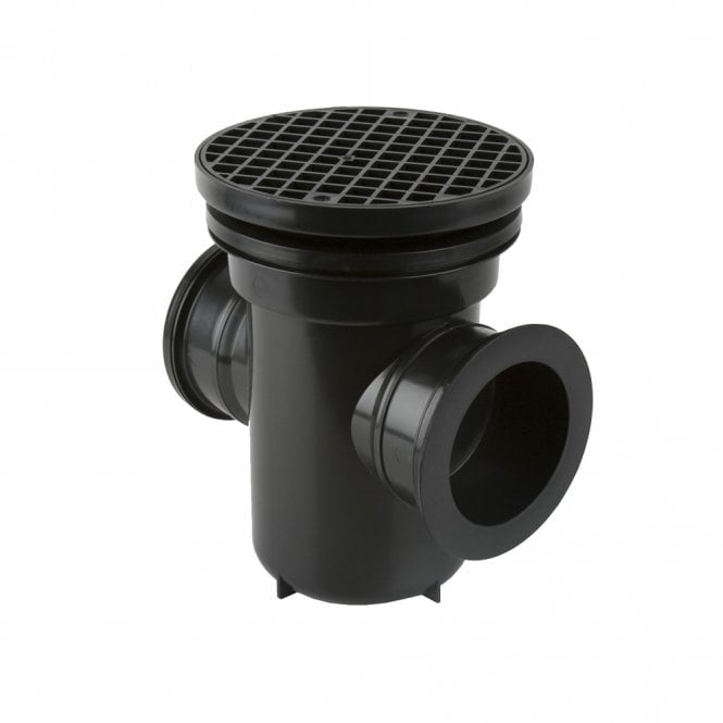 Brett Martin Back Inlet Roddable Gully 90º Outlet 110mm - Round Grid