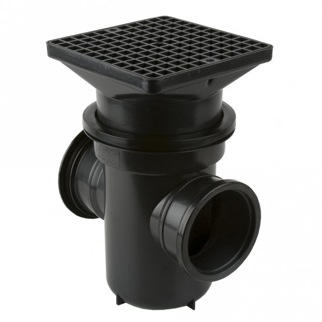 Brett Martin Back Inlet Roddable Gully 90º Outlet 110mm - Square Grid