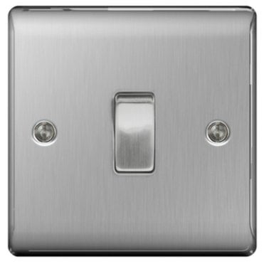 Brushed Steel Switch 10A 1G 2way