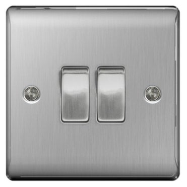 Brushed Steel Switch 10A 2G 2way