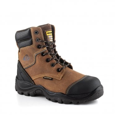 Buckbootz BSH008 BR Buckshot High Leg Safety Boot – Dark Brown Crazy Horse