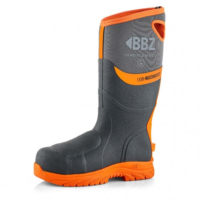 BuckBootz Safety Safety Wellington Boot - Grey HI Viz Orange
