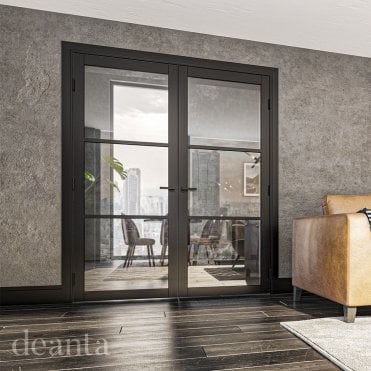 Camden Black Prefinished Glazed Door