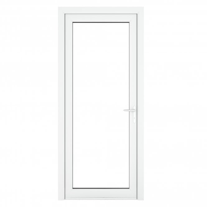Crystal Double Glazed uPVC White Clear Single Door Full Glass Left hand Open In Clear Glazing