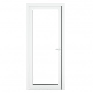 Crystal Double Glazed uPVC White Clear Single Door Full Glass Left hand Open In Clear Glazing