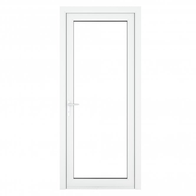 Crystal Double Glazed uPVC White Clear Single Door Full Glass Right hand Open In Clear Glazing