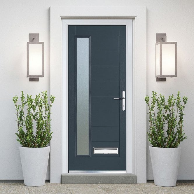 Crystal GRP Door Long Glass Grey 7016 920 x 2055mm Obs