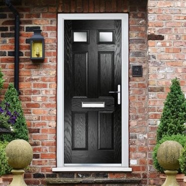Crystal GRP Door Six Square Two Glass Black 920 x 2055mm Obs