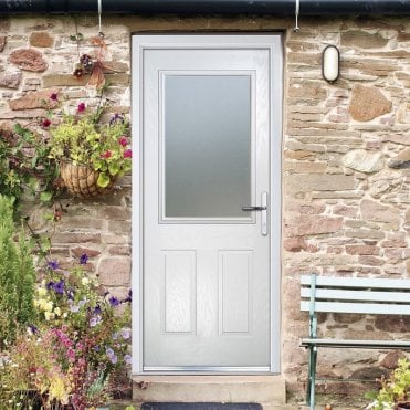 Crystal GRP Door Two Square Glass White 920 X 2055mm Obs