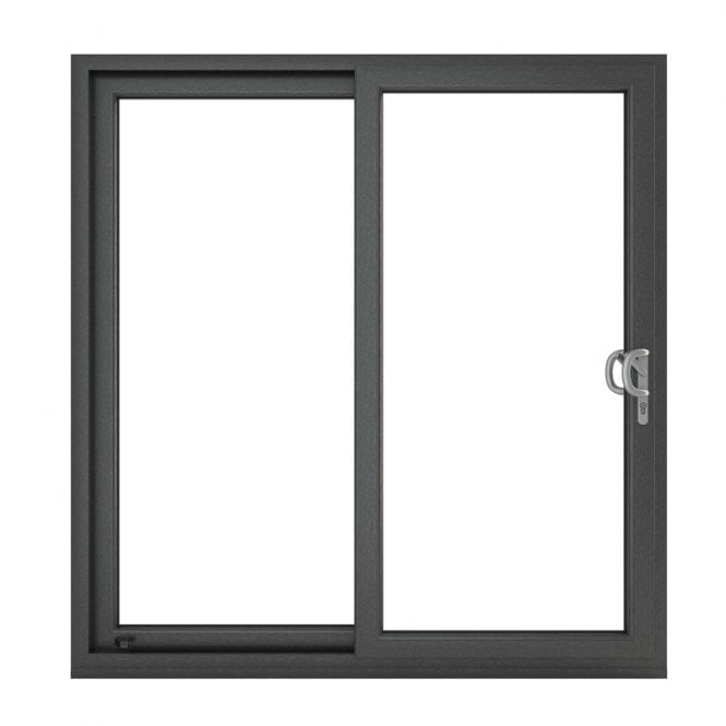Crystal uPVC Grey 7016 External White Internal Sliding Patio Right to Left 150mm Cill Included Clear Glazing