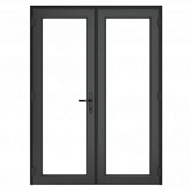 Crystal uPVC Grey French Door Left hand master 150mm Cill Included Clear Glazing