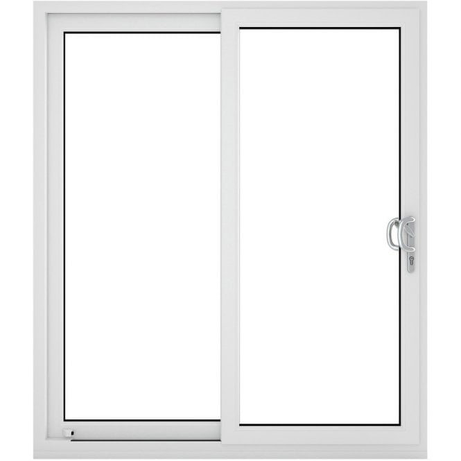 Crystal uPVC White Sliding Patio Right to Left 150mm Cill Included Clear Glazing