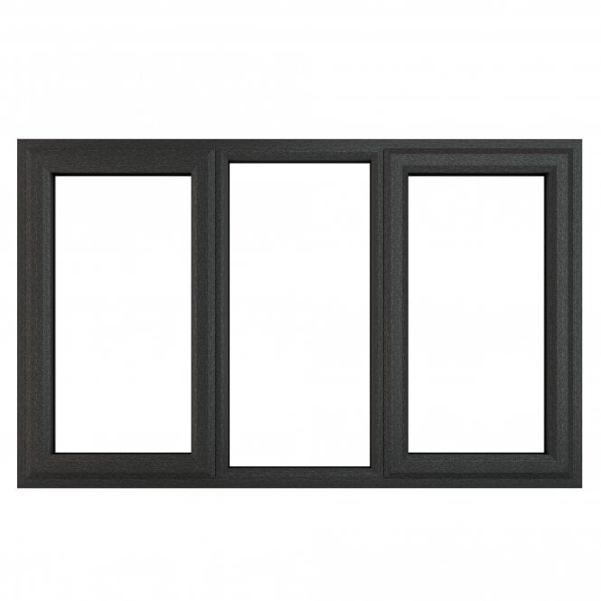 Crystal uPVC Window 7016 external White Internal A Rated Left and Right Hand Side Hung Fixed Centre - Grey with Clear Glazing