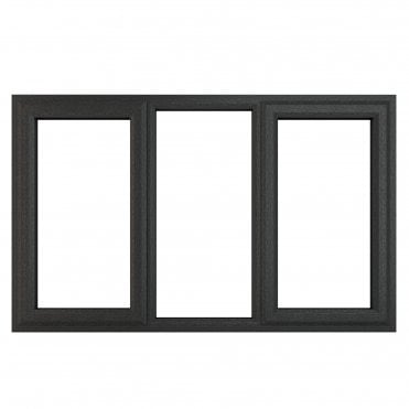 Crystal uPVC Window 7016 external White Internal A Rated Left and Right Hand Side Hung Fixed Centre - Grey with Clear Glazing