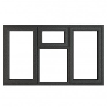 Crystal uPVC Window 7016 external White Internal A Rated Left and Right Hand Side Hung Top Opener Over a Fixed Light Centre - Grey with Clear Glazing