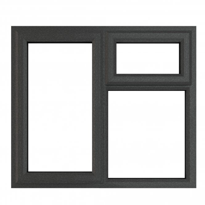 Crystal uPVC Window 7016 external White Internal A Rated Left Hand Side Hung Next to a Top Opener Over a Fixed Light - Grey with Clear Glazing