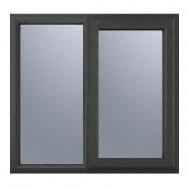 Crystal uPVC Window 7016 external White Internal A Rated Right Hand Side Hung Next to a Fixed Light - Grey with Obscure Glazing