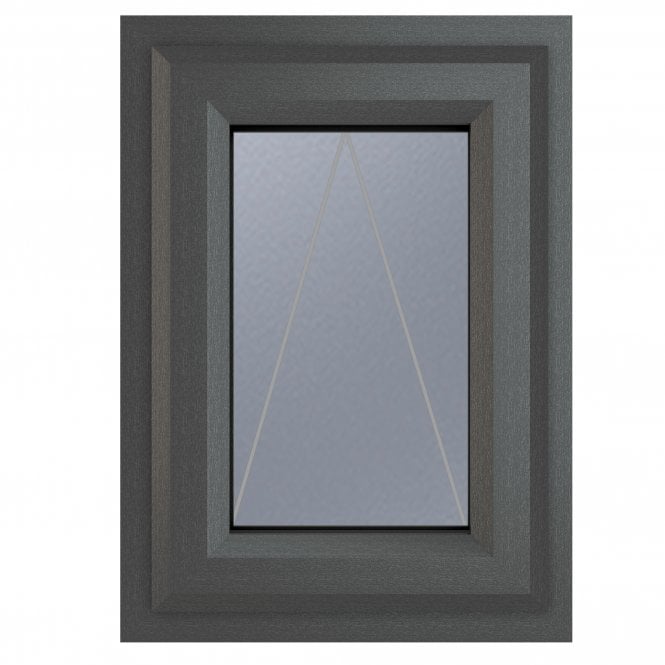 Crystal uPVC Window 7016 external White Internal A Rated Top Opener - Grey with Obscure Glazing